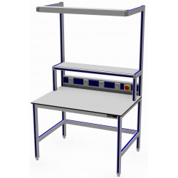 Mesa de trabajo, superestructura y luminaria