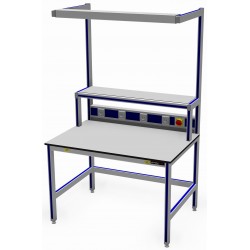Mesa de trabajo ESD, superestructura y luminaria